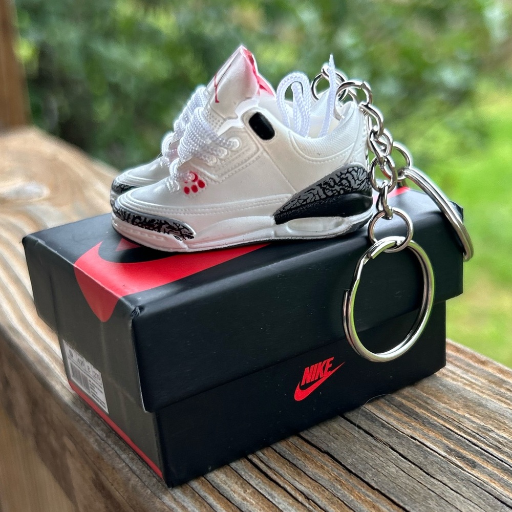 Mini White & Black Sneaker Keychain - Nike Style Kids Accessory